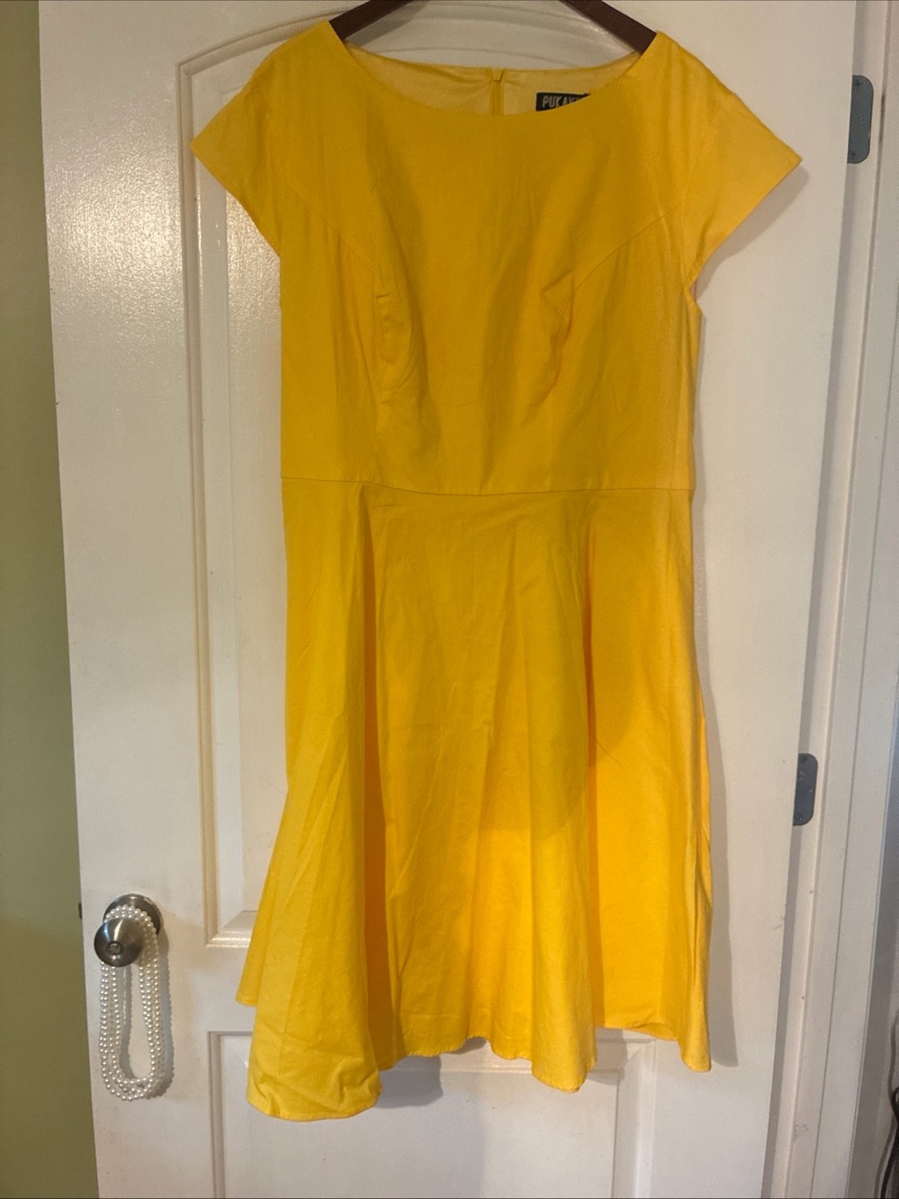 Women’s Pukavt Bright Yellow Fit-and-Flare Dress 3XL